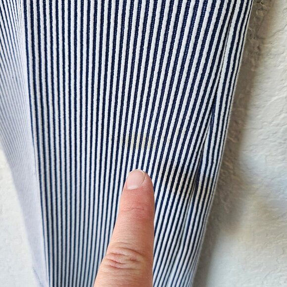 Vintage 60s 70s Levi's Big E StaPrest Flare Disco Blue Striped Pants Jeans 30x30 - Picture 6 of 8